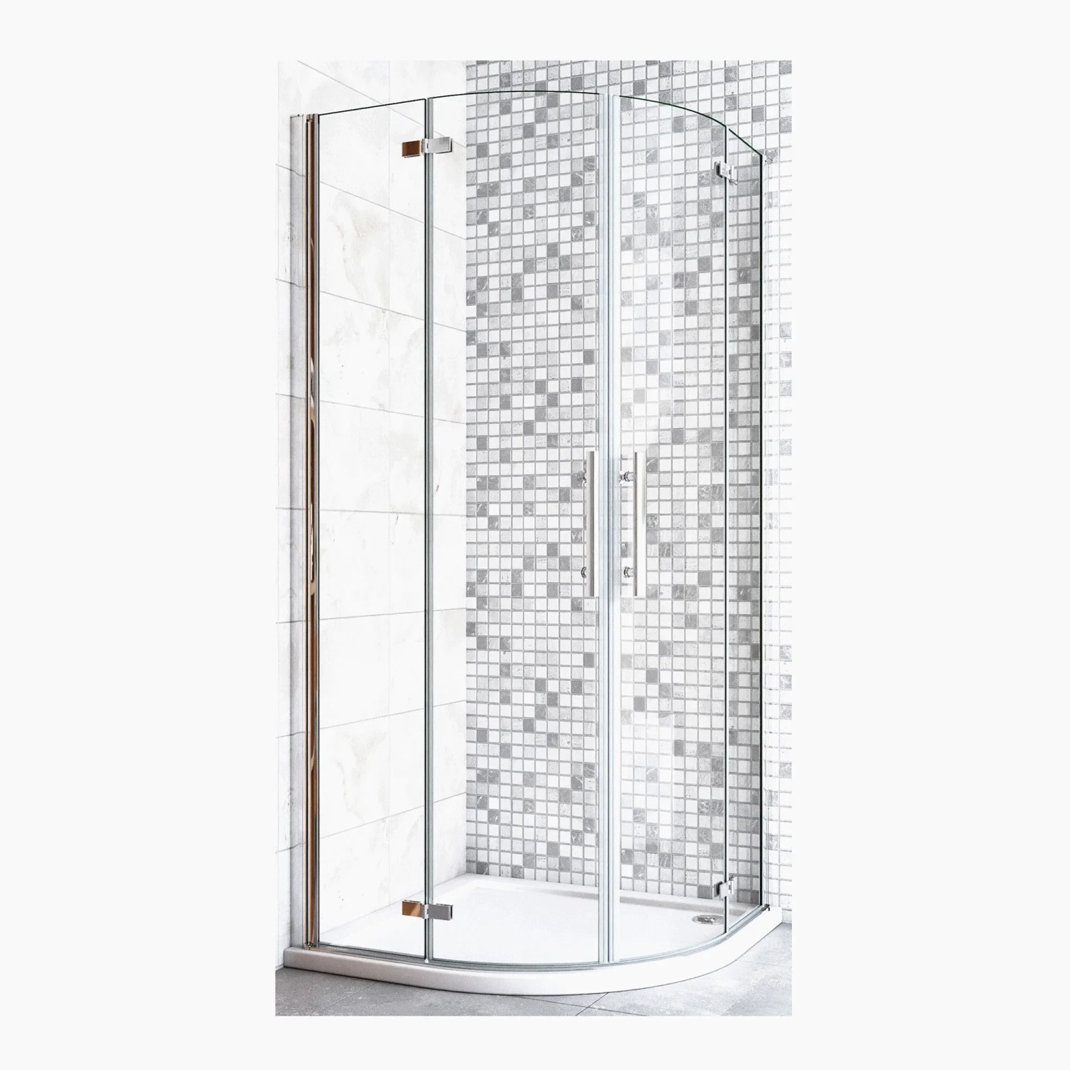 Duschparadies Duschkabine Viertelkreis 80 x 80 x 195cm Runddusche Duschabtrennung 6mm Nano Glas ESG Walkin Dusche Typ HQK