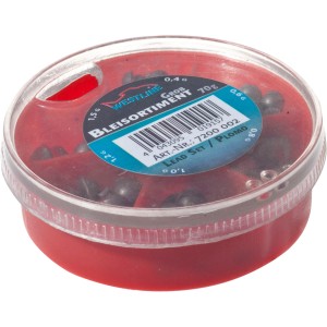 Westline Bleisortiment Grob 70g in Dose, verschiedene Größen für Angler.