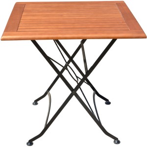 Quadratischer Garden Pleasure Klapptisch WIEN aus Stahl und Holz, 80x80 cm.