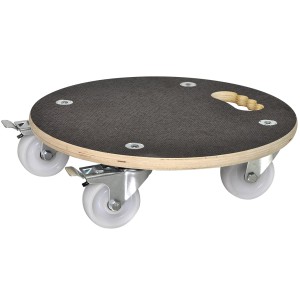 Wagner Kübelroller MaxiGrip Ø 38 cm aus Holz mit Rollen und Griffloch.