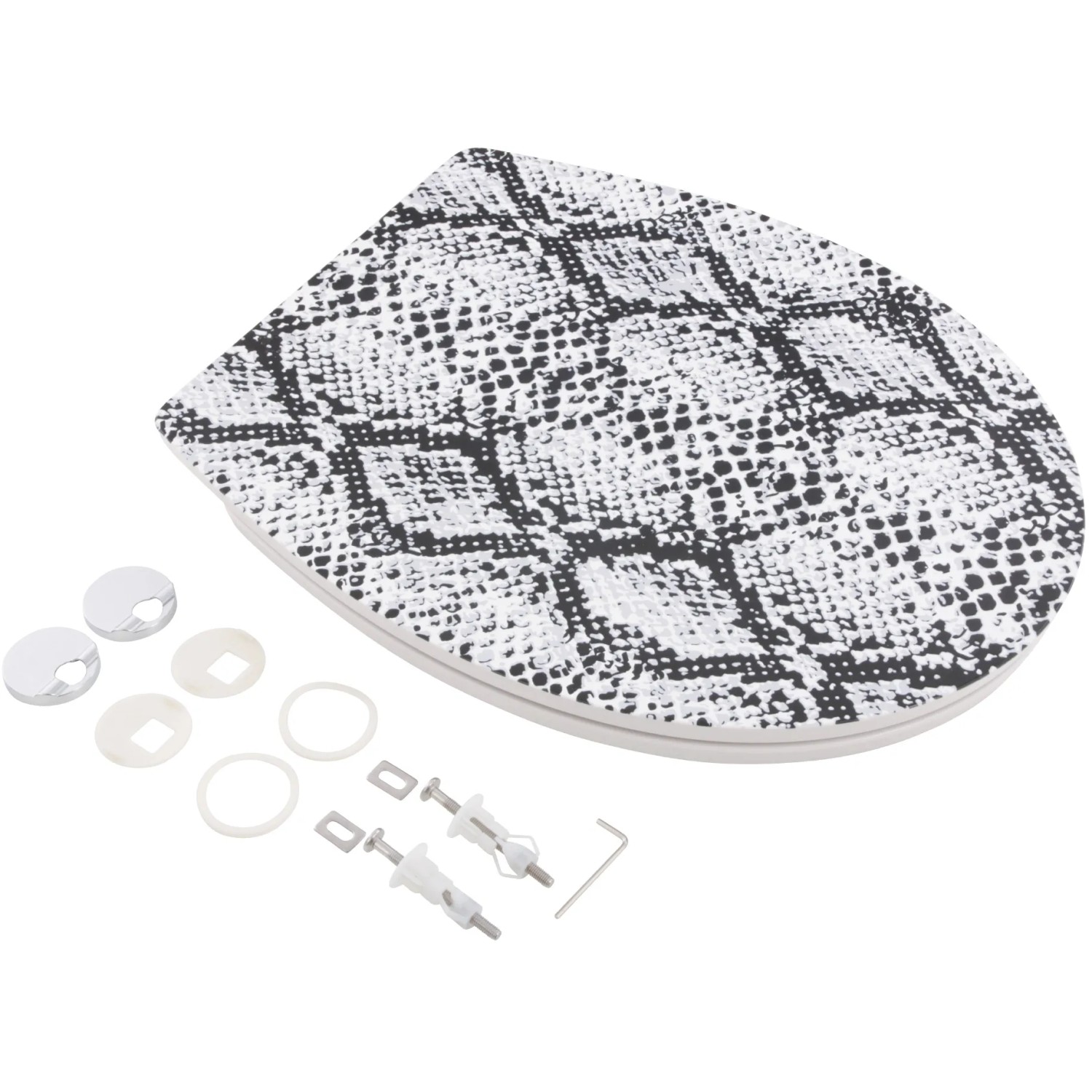 WC-Sitz AquaSu Snake mit Absenkautomatik, Schlangenmuster, Duroplast, inkl. Befestigungsmaterial.