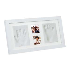 Relaxdays Gipsabdruck Set MDF PS-Kunststoff Gips Weiß mit Bilderrahmen 18 cm x 35 cm x 2 cm 500 g