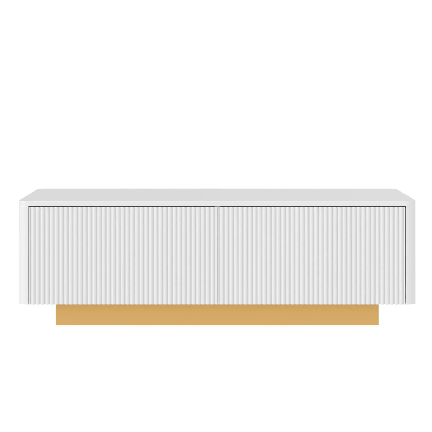 Merax Couchtisch 110x50x35 cm 2 Schubladen Rillenoptik Stauraum