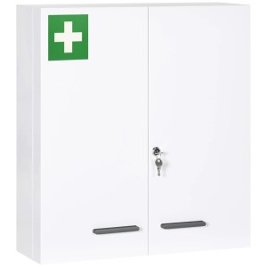 Kleankin Medizinschrank 2-Türiger mit 6 Einlegeböden Stahl Weiß 55 x 18 x 60 cm