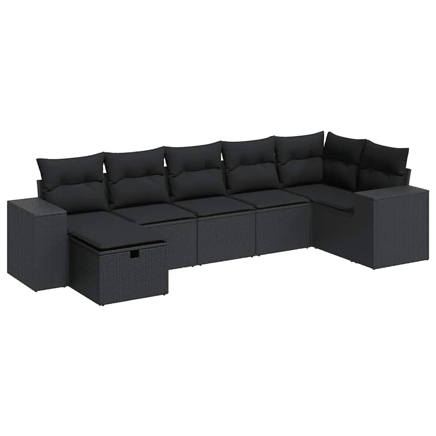 vidaXL 7-Tlg Garten-Sofagarnitur mit Kissen Schwarz Poly Rattan 3325701 günstig online kaufen