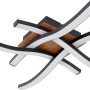 Moderne LED Deckenleuchte Evita, 43 cm, Schwarz/Holzoptik, mit geschwungenen Leuchtelementen.