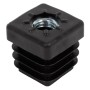 Schwarzer Gewindestopfen für Vierkantrohre, M8, 20x20 mm.