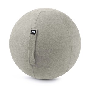 Grauer mokebo Sitzball aus Stoff, 65cm, für ergonomisches Sitzen im Büro.