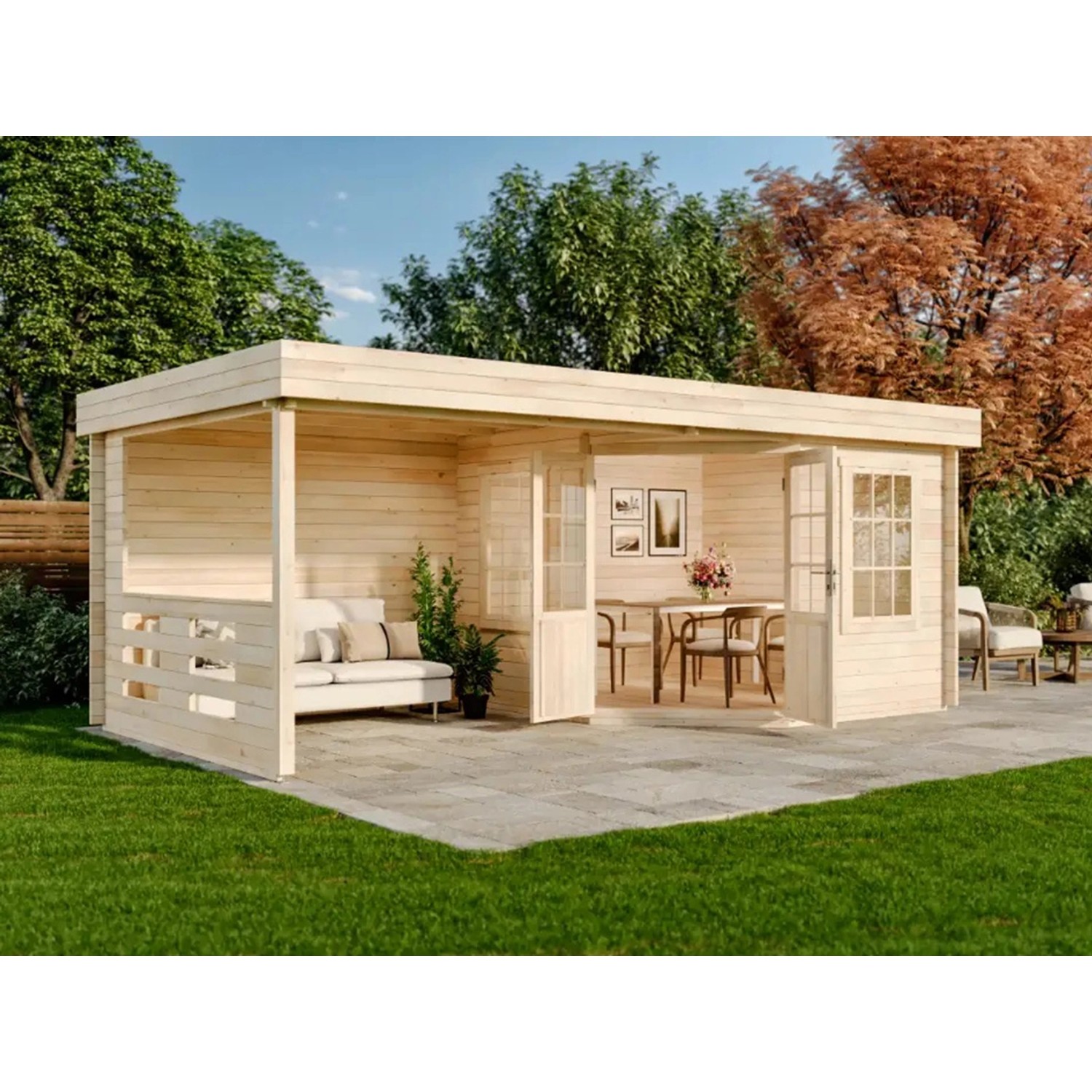 Carlsson Gartenhaus Hanna-40 Natur 598 cm x 302 cm, imprägniert günstig online kaufen