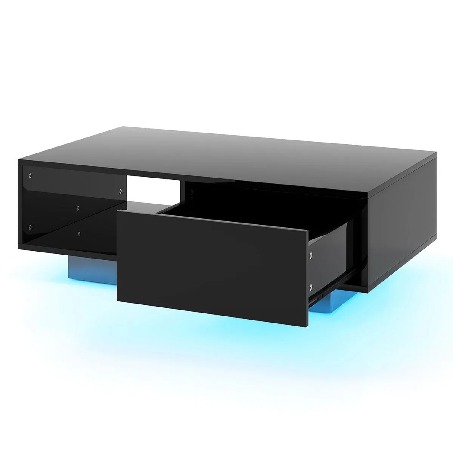 Costway Couchtisch mit Led Beleuchtung Wohnzimmertisch Schwarz