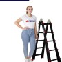 PROREGAL 3-in-1 Mehrzweckleiter, Aluminium, 4x5 Sprossen, als Stehleiter mit Person.