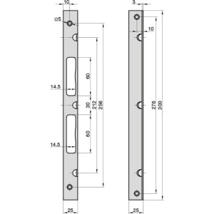 Basi Sicherheitswinkelschließblech SWS 955M, verzinkt, kantig, 300x25x25x3 mm, für Haustüren.