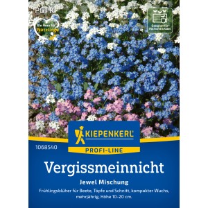 Kiepenkerl Vergissmeinnicht Jewel Mischung mit blauen, rosa und weißen Blüten.
