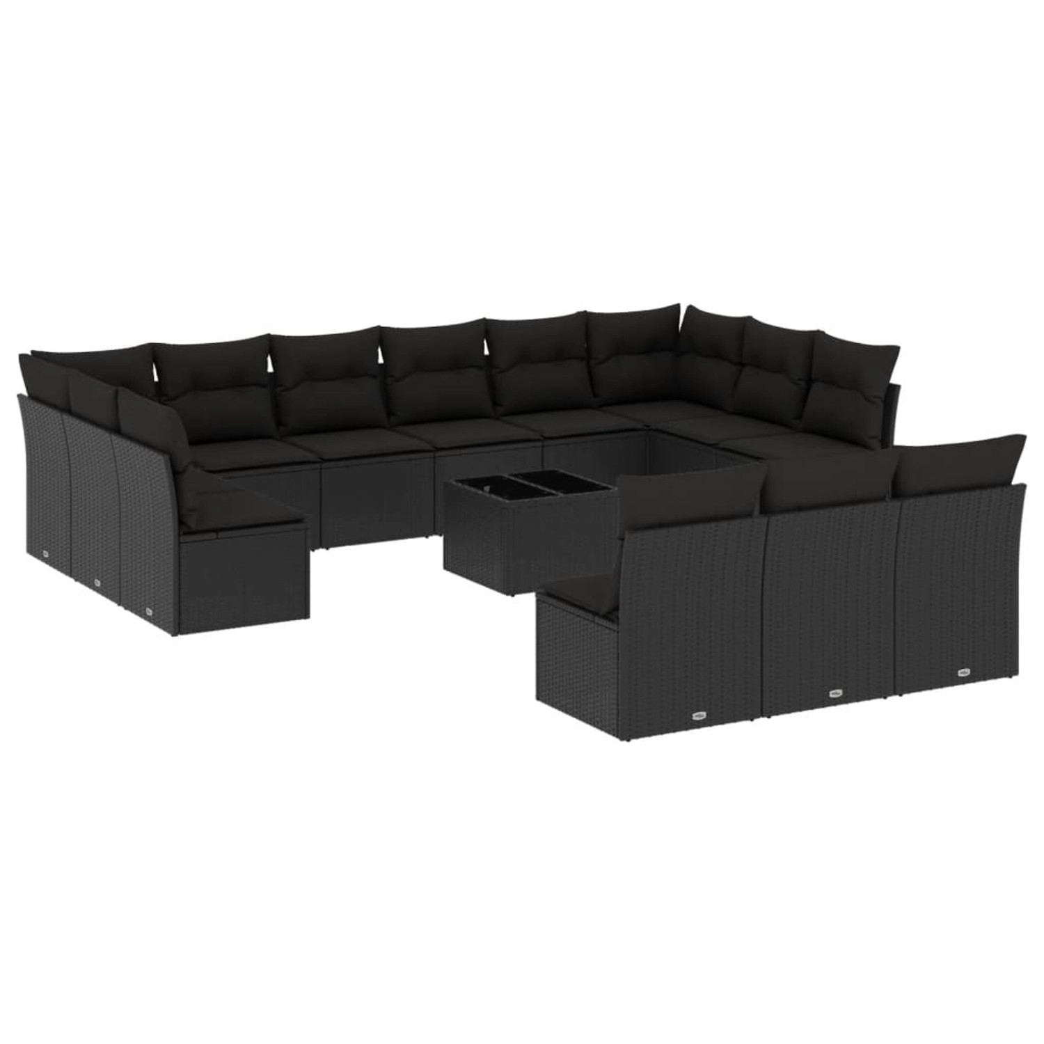 vidaXL 14-tlg Garten-Sofagarnitur mit Kissen Schwarz Poly Rattan Modell 5 günstig online kaufen