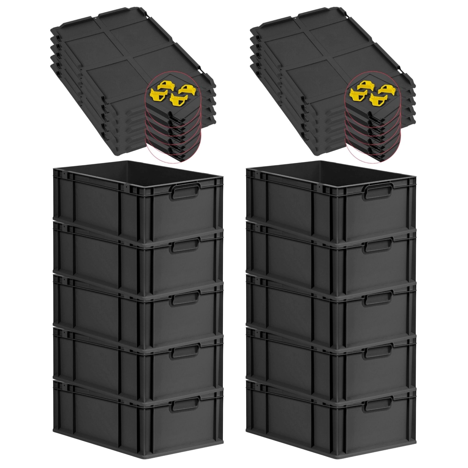 PROREGAL SparSet 10x Eurobox Nextgen Grip Mit Auflagedeckel Und Gelben Vers günstig online kaufen