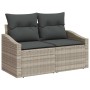 Beige-graues 6-tlg. vidaXL Garten-Sofa-Set mit Kissen und Stauraum aus Polyrattan und Stahl.