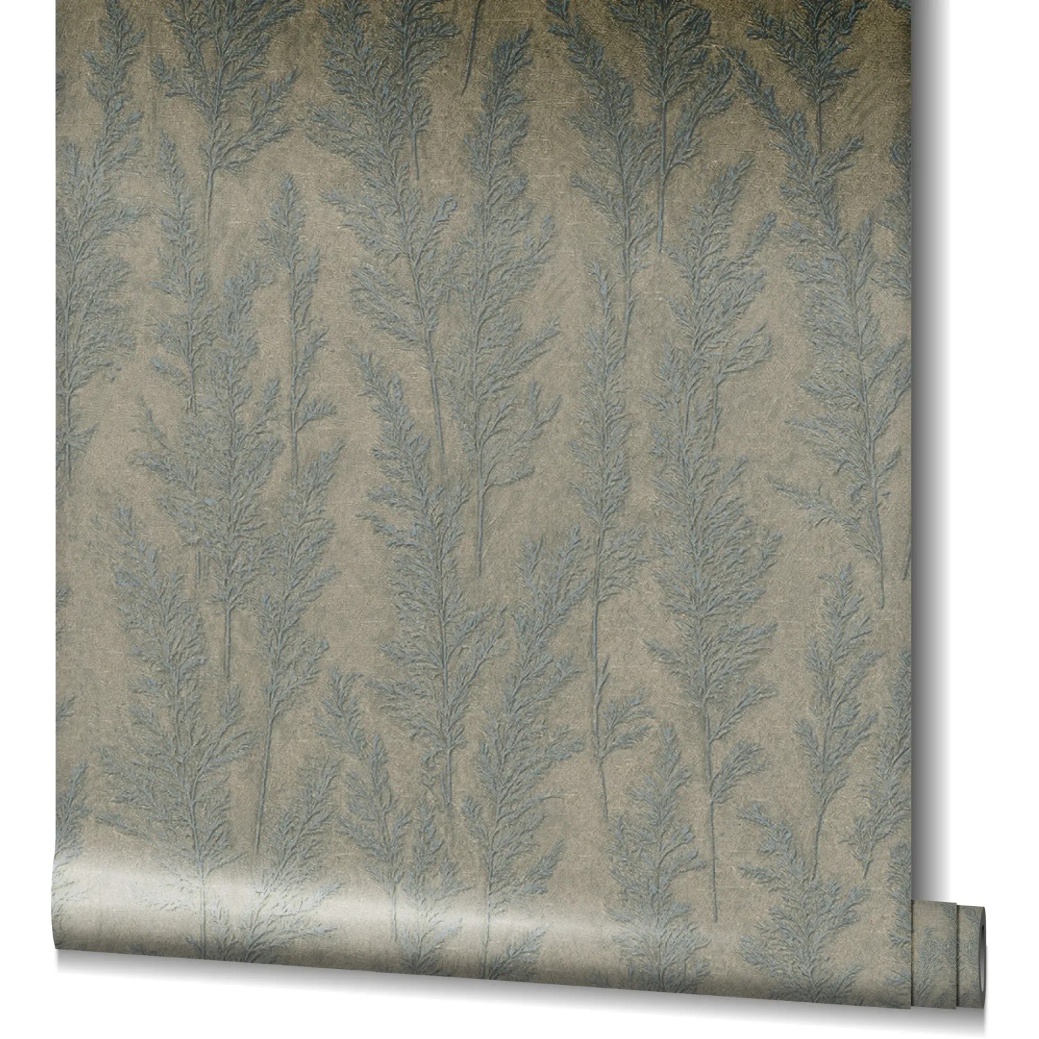 Marburg Vliestapete Natural Opulence Floral Platin, Rolle mit floralem Muster in Platin.