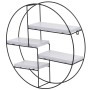 Rundes MCW Wandregal K76 mit vier weißen Regalböden und schwarzem Metallgestell, 45x45x11cm.