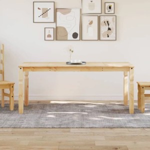 Heller vidaXL Corona Esstisch aus massivem Kiefernholz mit Honigwachs-Finish in minimalistischem Esszimmer.