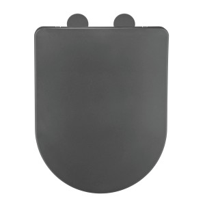 Wenko WC-Sitz Galati, Duroplast, Anthrazit, D-Form. Ultraflacher Toilettendeckel mit Absenkautomatik.