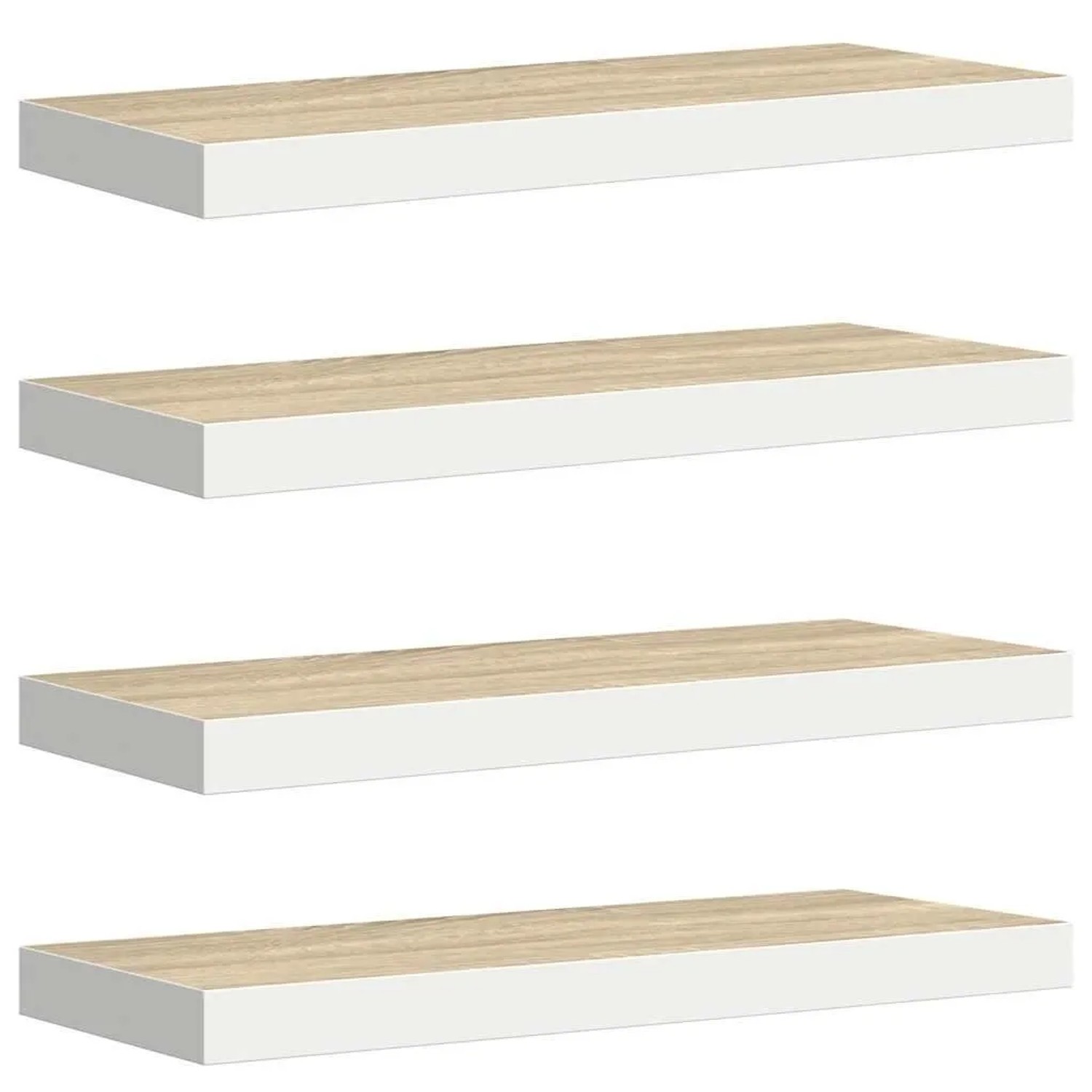 vidaXL Schweberegale 4 Stk Eichen-Optik und Weiß 60x23,5x3,8 cm MDF 326578