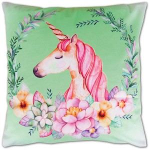 Bestlivings Kissenhülle Einhorn Grün 40x40 cm mit Füllung für Sofa oder Bett.