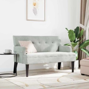 vidaXL Chesterfield Bank Hellgrau 112 x 65,5 x 75 cm Samt 42019286