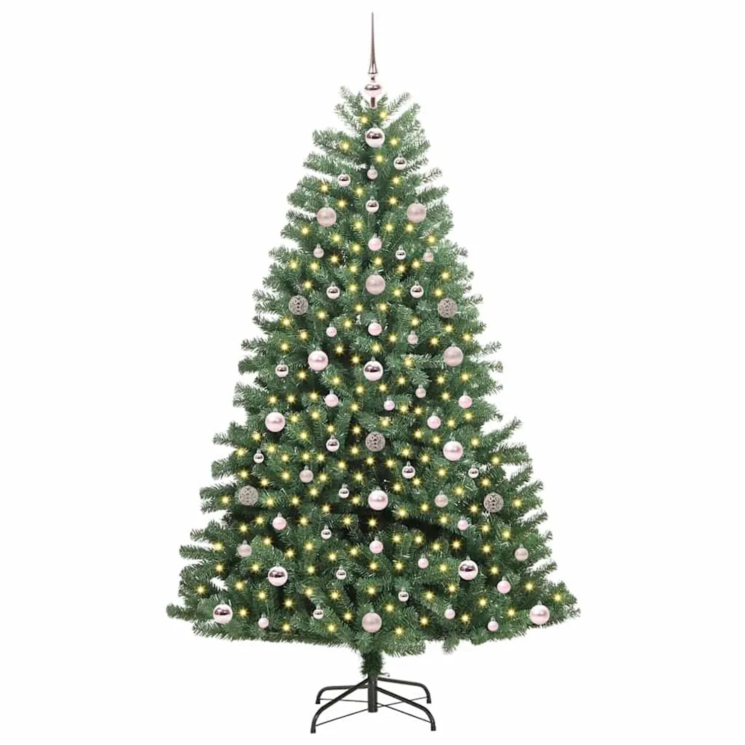 vidaXL Künstlicher Klappbarer Weihnachtsbaum mit 300 LEDs Grün 180 cm 3395489