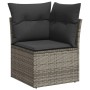 Graues Ecksofa aus Polyrattan mit Kissen, Teil der 9-tlg. vidaXL Garten-Sofagarnitur.