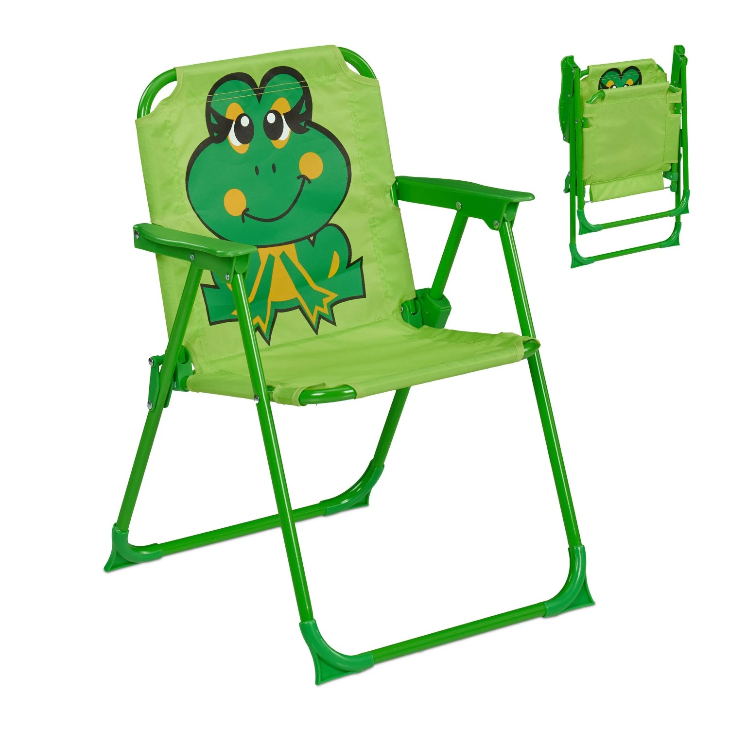 Relaxdays Kinder Klappstuhl Polyester Eisen Bunt Frosch Klappbar Rutschfest 51,5 cm x 36 cm x 37,5 cm 0,9 kg