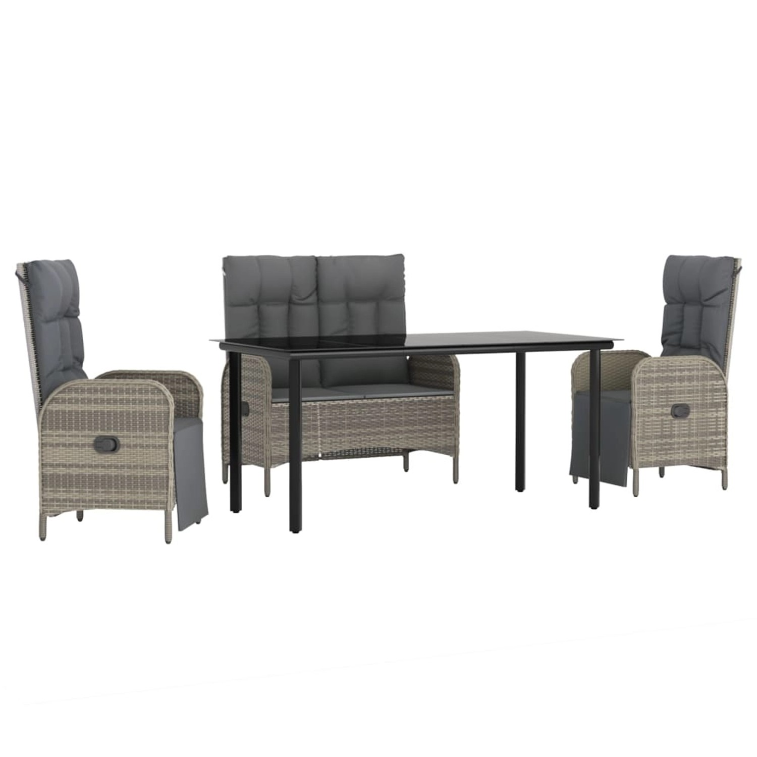 vidaXL 4-Tlg Garten-Essgruppe mit Kissen Grau Poly Rattan 3203508 günstig online kaufen