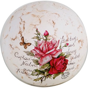 Dekorative Kugel (Ø 13 cm) mit Rosenmotiv für Garten und Haus.