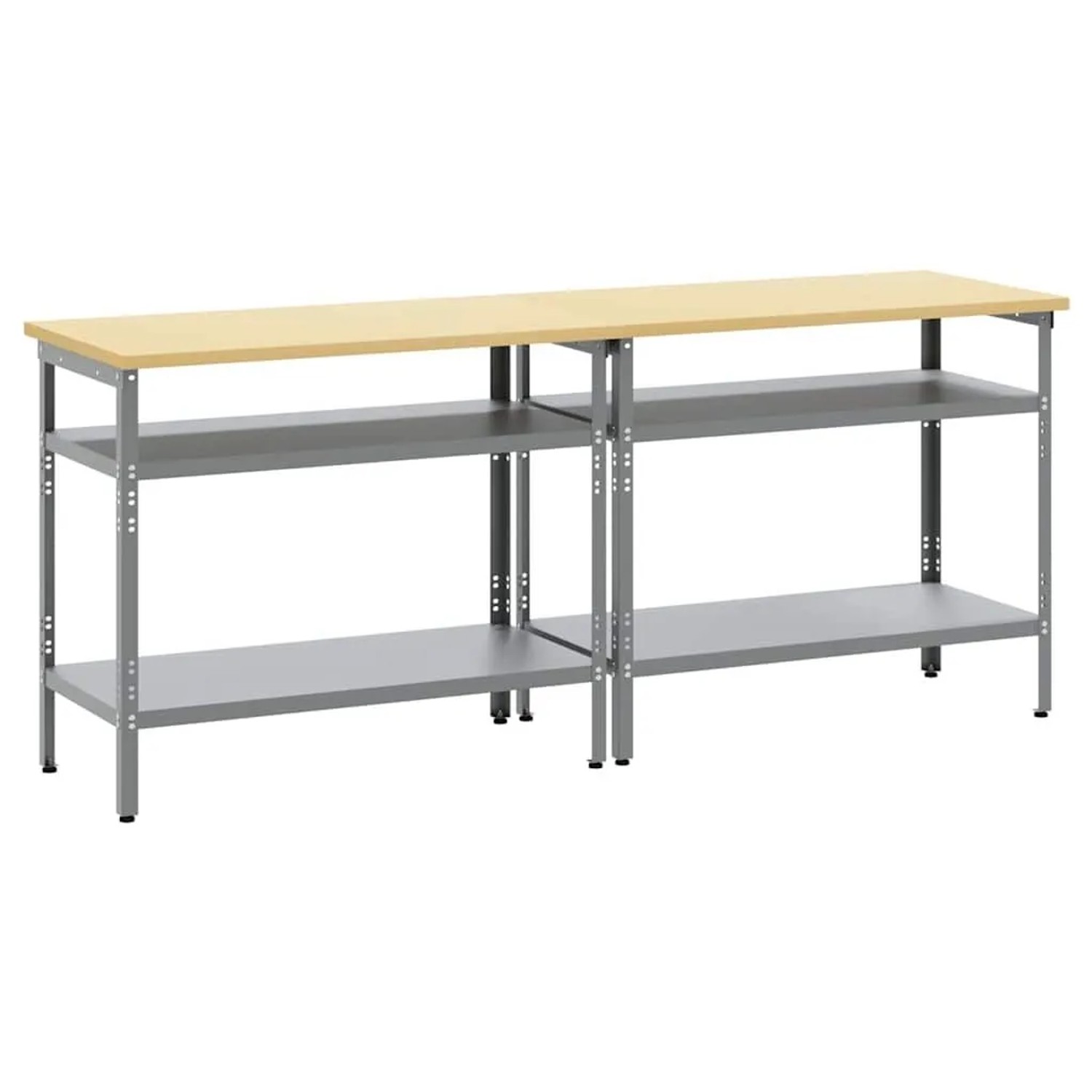 vidaXL Werkbank-Set mit Regal 2-Tlg Beige und Grau 200 x 55 x 85 cm 3321390
