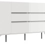 Posseik Sideboard Industrial R, 200 cm, weiß/Eiche, mit 6 Schubladen und 2 Türen.
