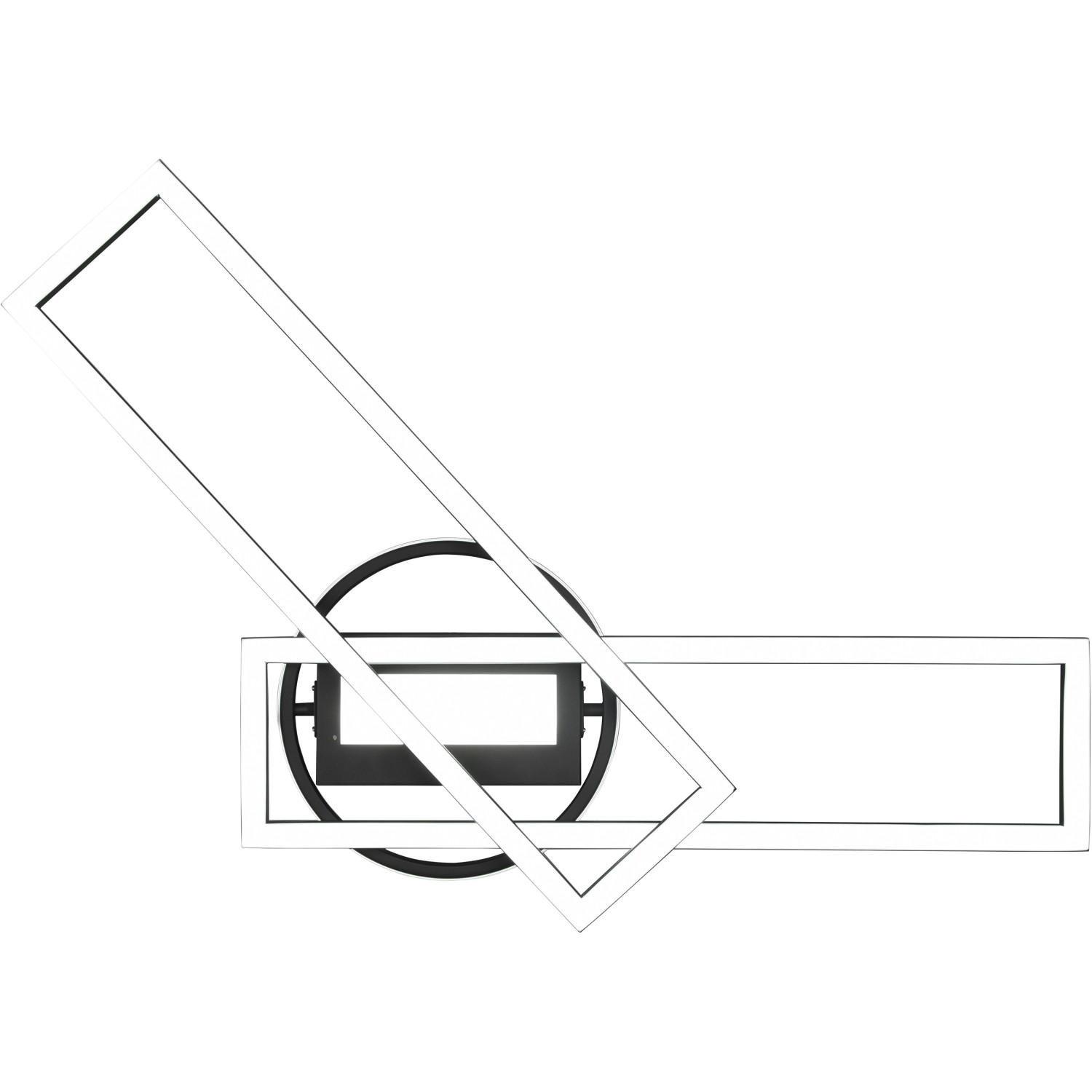 Moderne, schwarze LED Deckenleuchte Twister mit Fernbedienung zur Lichtsteuerung.