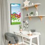 Banjado Magnettafel mit bunten Blumen als Wanddeko im Arbeitszimmer.