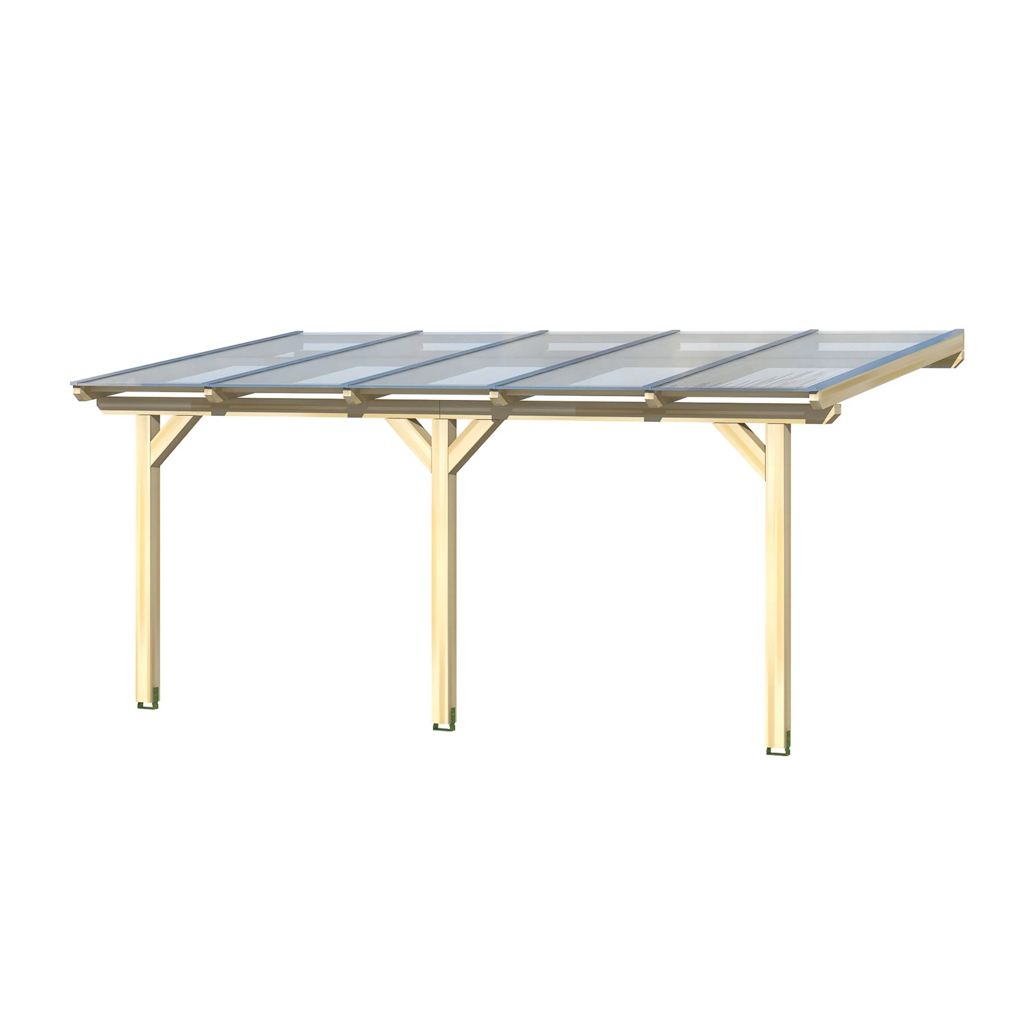 Skan Holz Terrassenüberdachung Andria, 541x250 cm, mit Doppelstegplatten und unbehandeltem Leimholz.