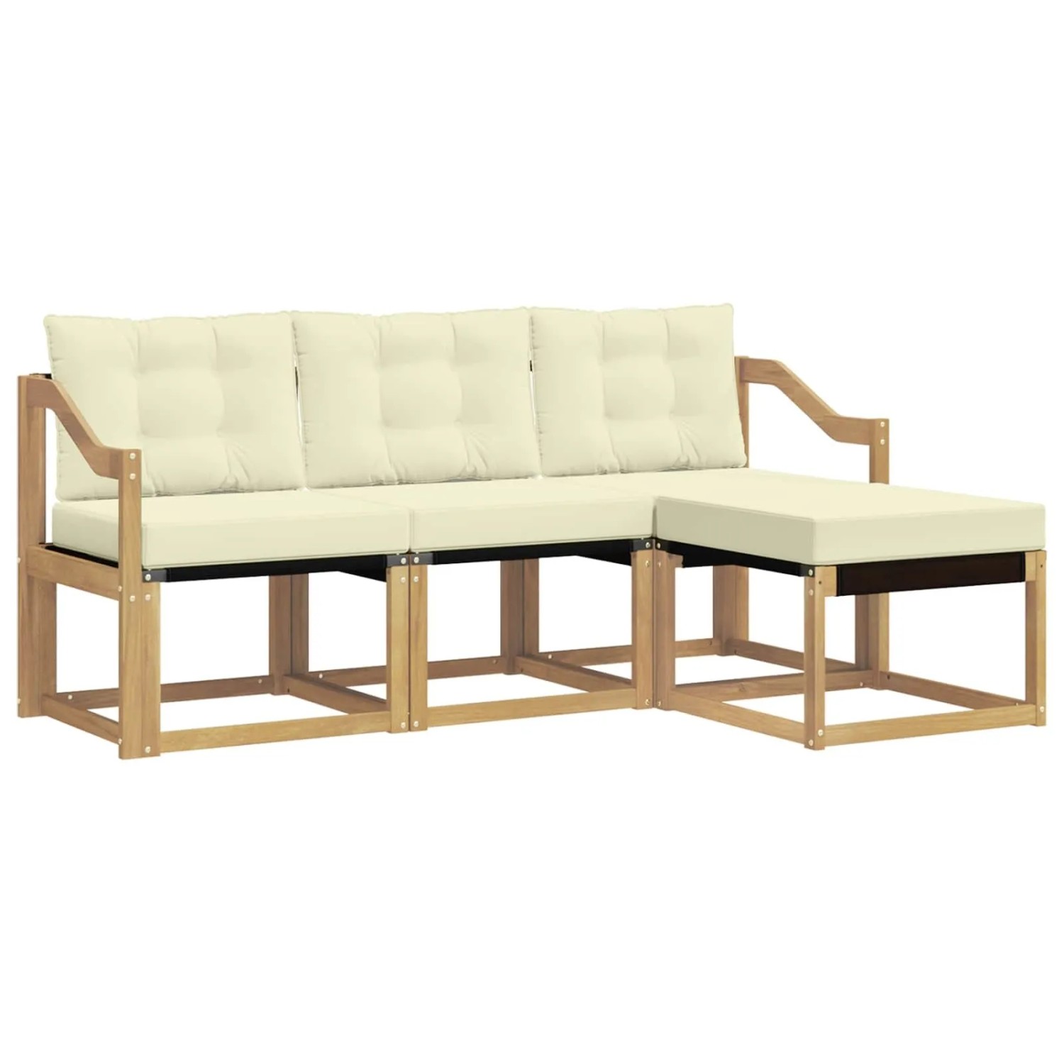 vidaXL Outdoor-Sofagarnitur mit Kissen 4-Tlg Weiß und Creme 3389364