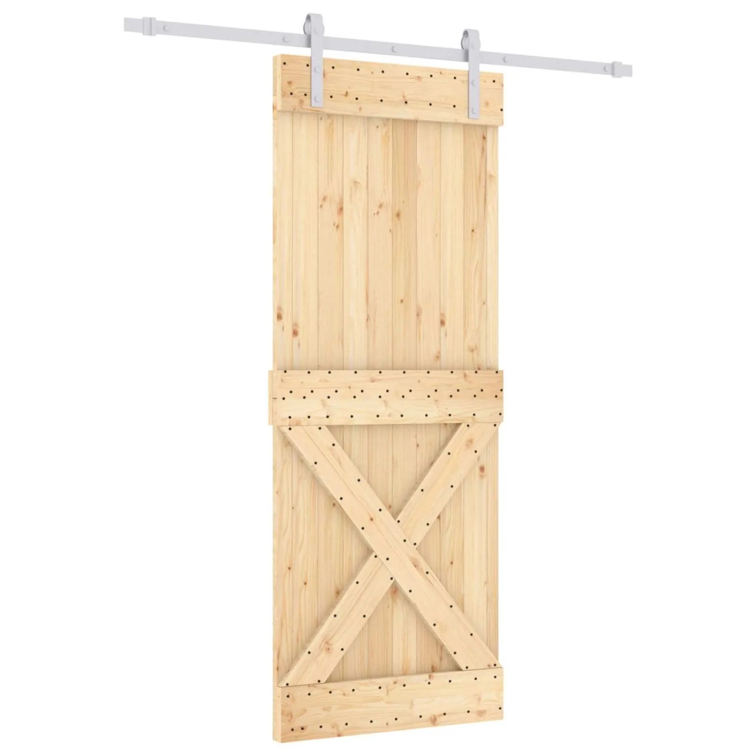 vidaXL Schiebetür Natur und Weiß 80 x 210 cm Massivkiefer 3444942
