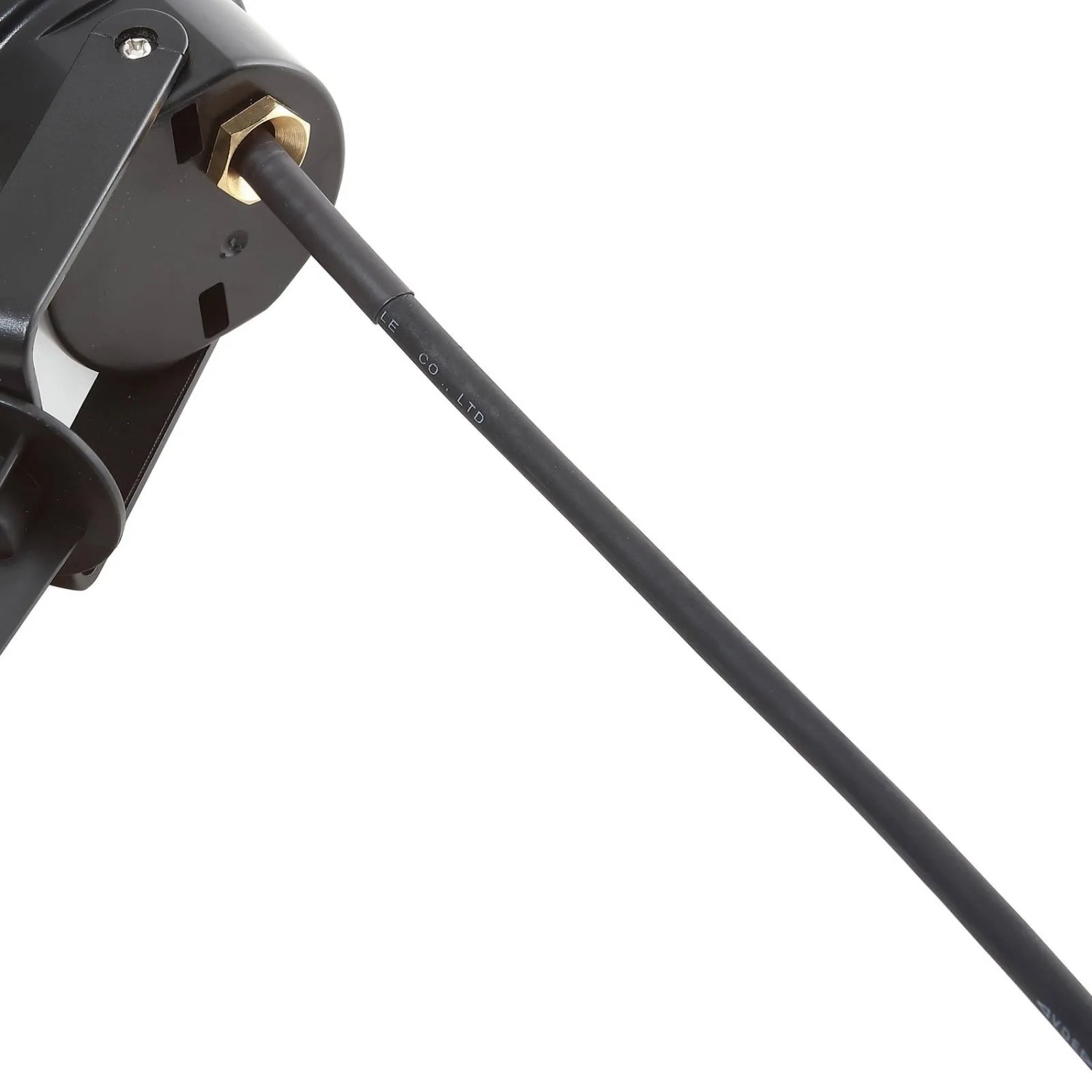 Detailaufnahme der schwarzen Lindby Thorgal Außenleuchte (3er Set) mit Erdspieß und Kabel.