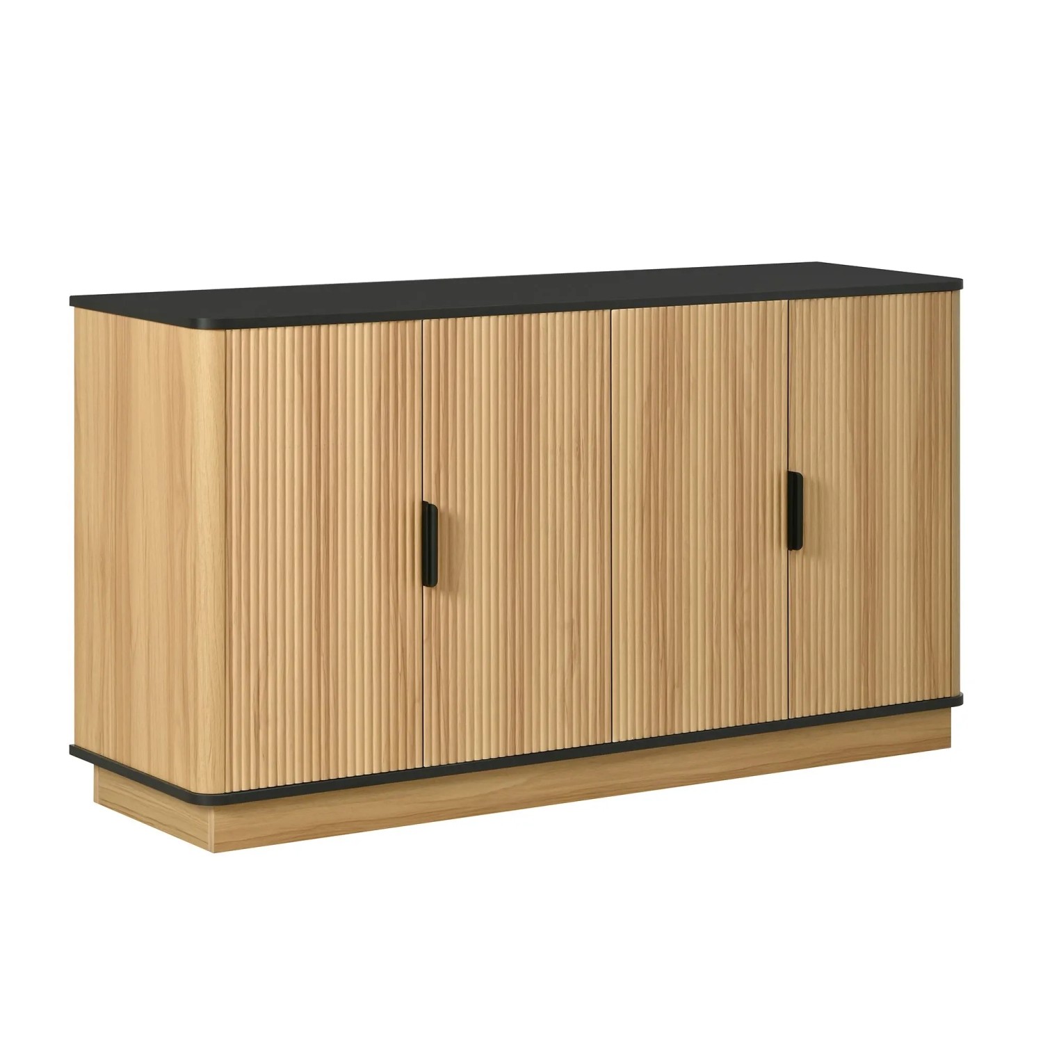 Merax Sideboard 4 Türen Holzoptik Riffelung Stauraum