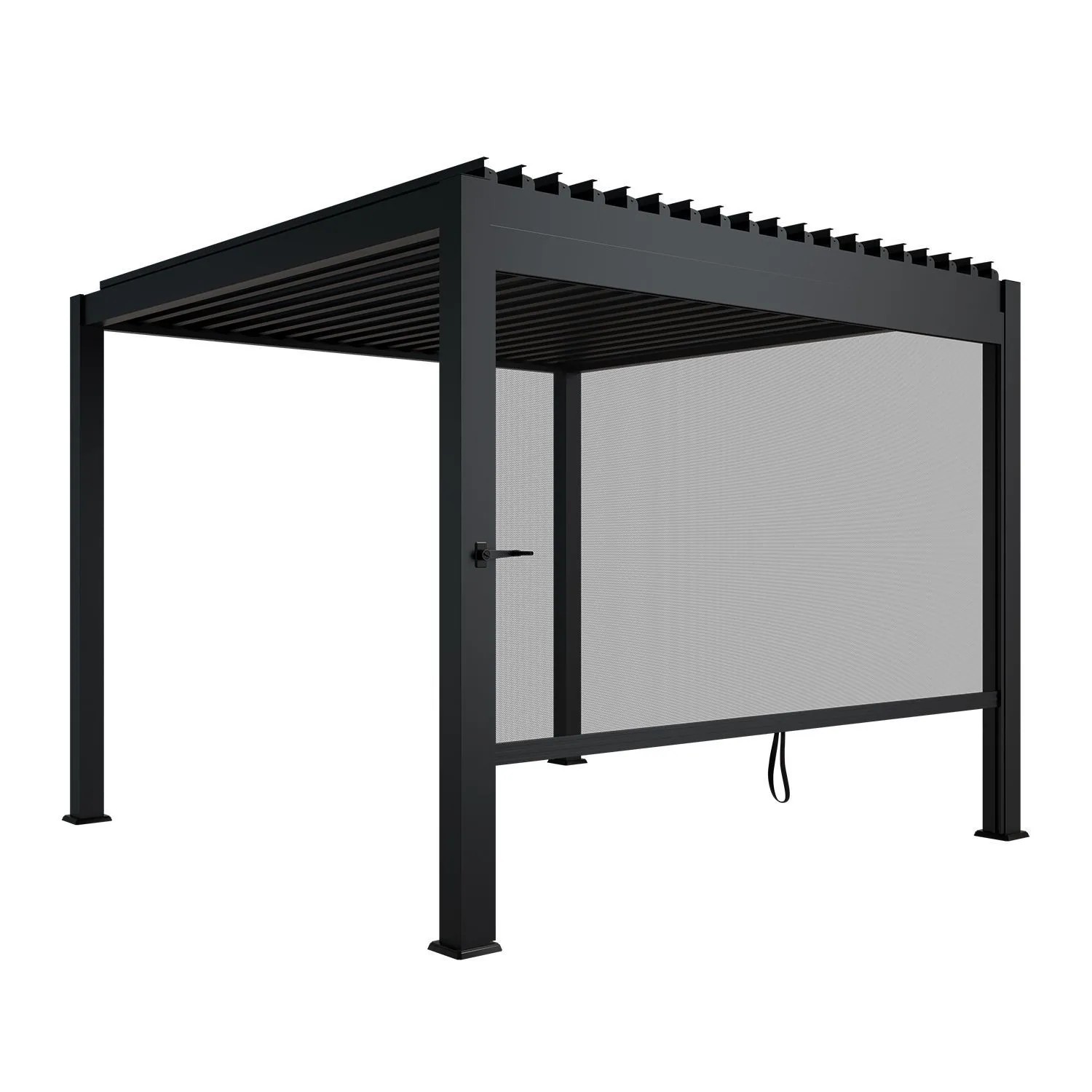 Juskys Pergola Lamellendach Tahiti 3 x 3 m inkl. 1x Seitenwand 3 m Anthrazit