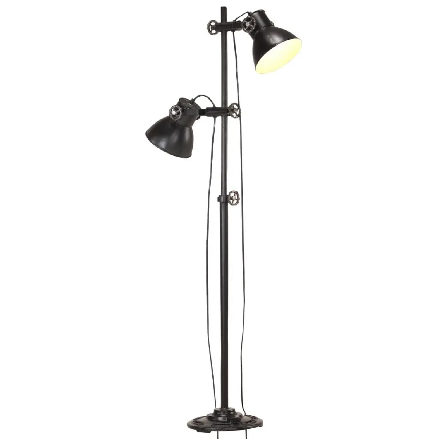 vidaXL Stehlampe 2 Flammig Schwarz E27 Gusseisen 320585