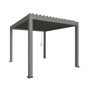 Biohort Pergola, Quarzgrau-Metallic, 255x312x367,5 cm, Terrassenüberdachung mit Lamellen.