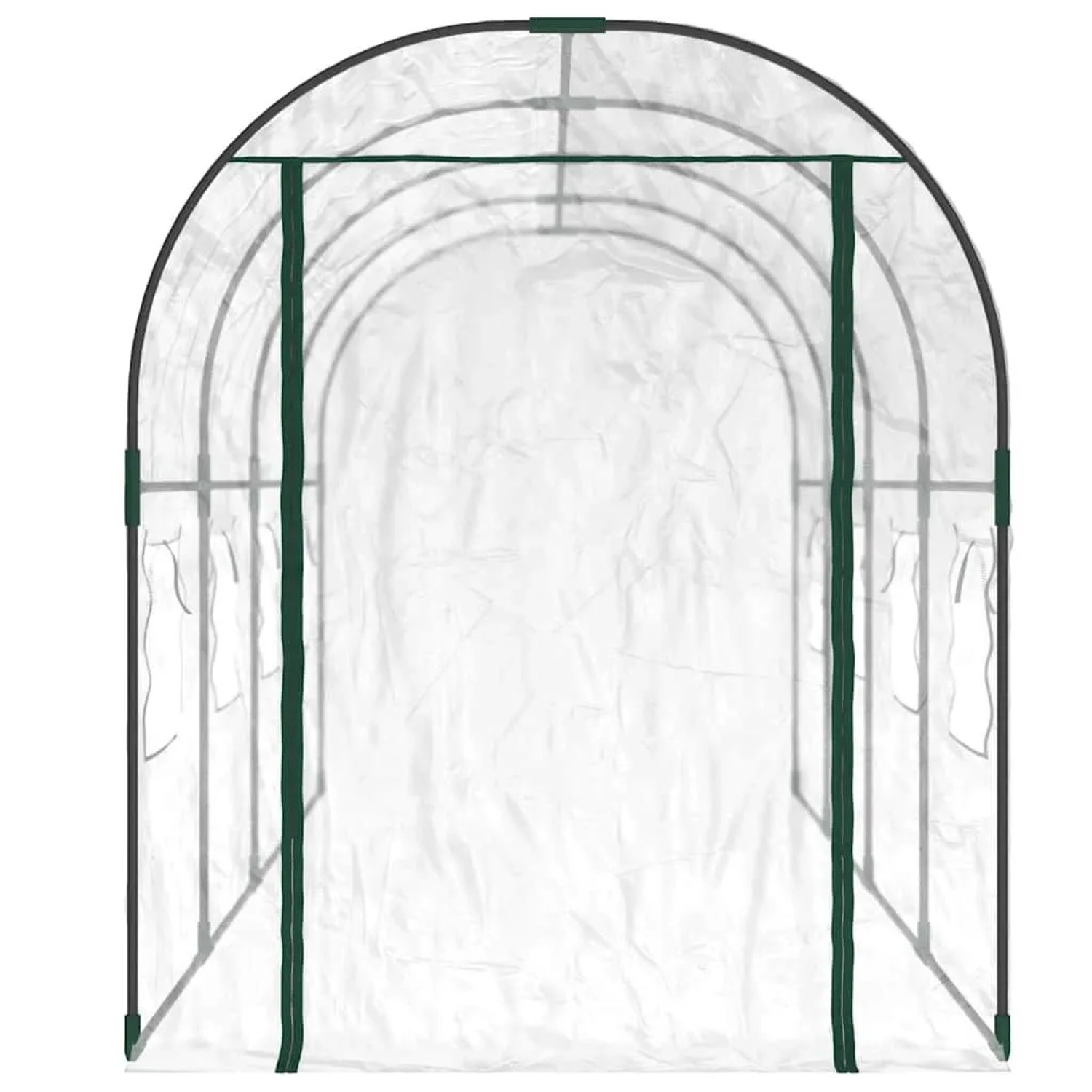 Transparentes vidaXL Gewächshaus, 160x400x190 cm, PVC & Stahl, mit Rollfenstern.