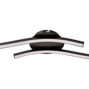 Schwarze, wellenförmige LED Wand-/Deckenleuchte Onda, 66 cm, für Wohnräume.