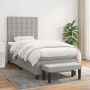 Hellgraues vidaXL Boxspringbett 90x200 cm mit Matratze und Bank, Stoffbezug.
