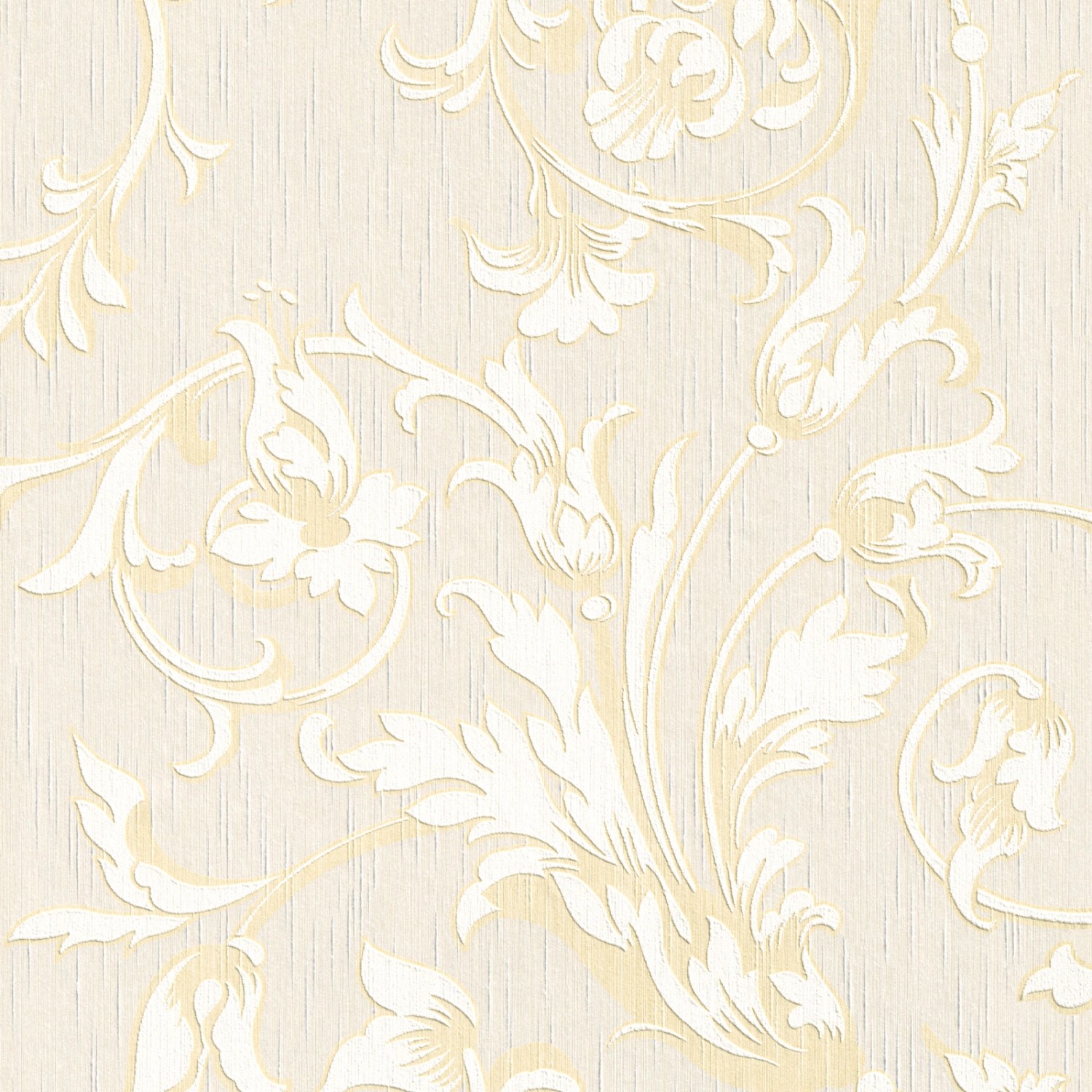 Bricoflor Vlies Textiltapete Elegant Französische Ranken Vliestapete in Creme Weiß für Schlaf und Wohnzimmer Helle Texti