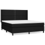 Schwarzes vidaXL Boxspringbett 160x200 cm mit Stoffbezug, inklusive Matratze und Topper.