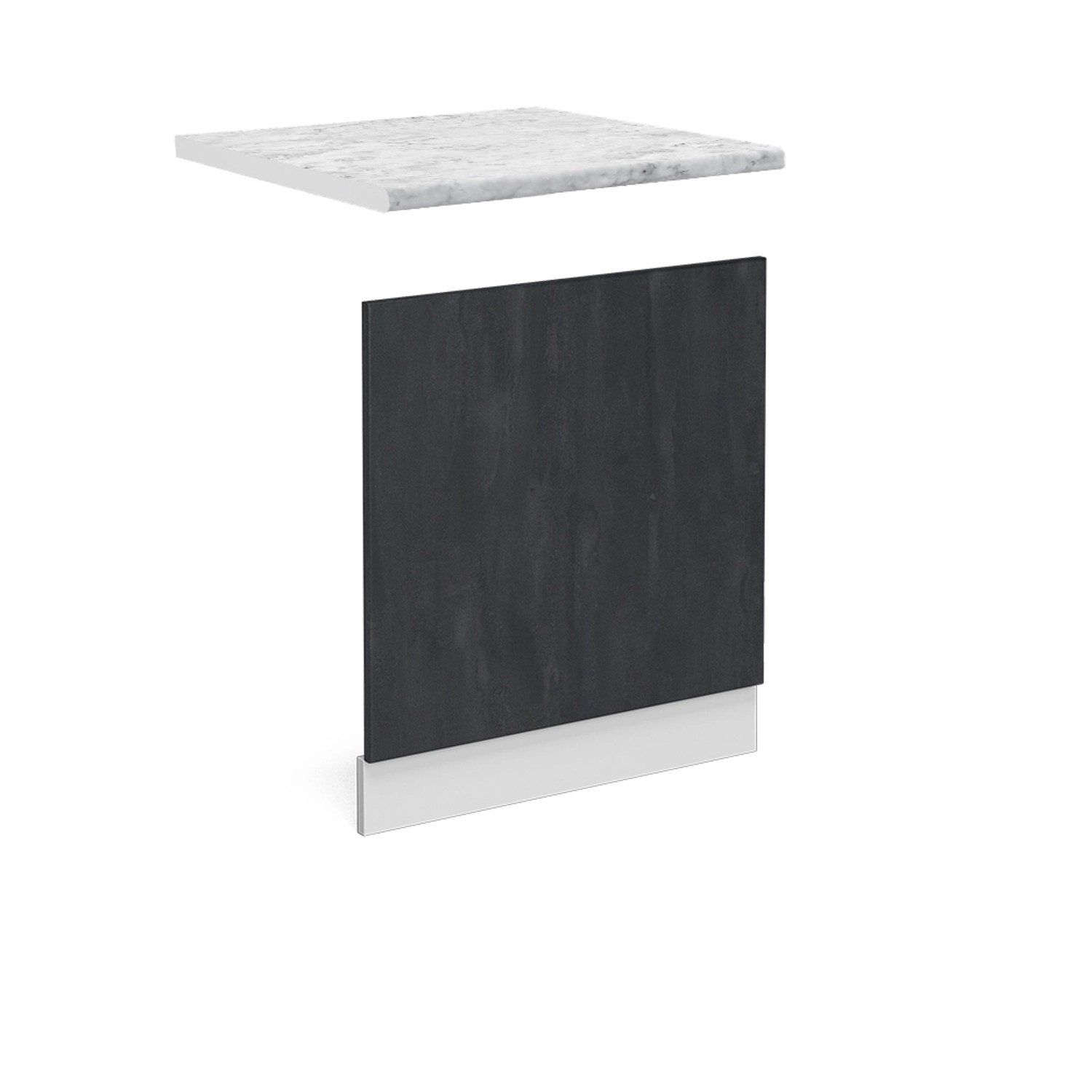 Vicco Frontblende R-Line Geschirrspüler Fronttür Schwarz Beton/Weiß 60 cm AP Marmor